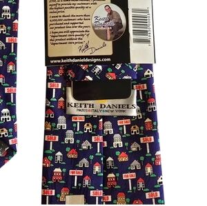 Men's Blue Realtor House Pattern Tie work office